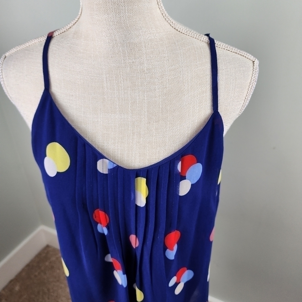 Cremieux Women’s Polka Dot Adjustable Strap Lined Tank Blue Size Small - Picture 2 of 7